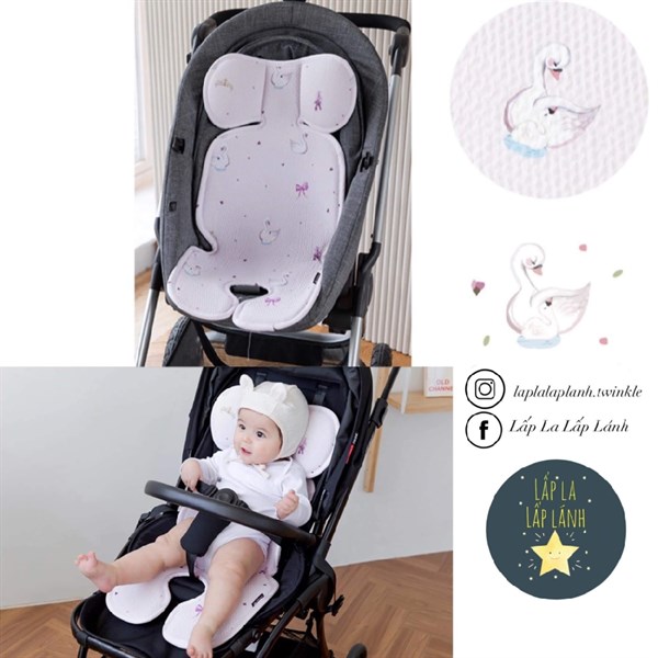 Bebenuvo Nệm lót xe đẩy Thiên nga hồng