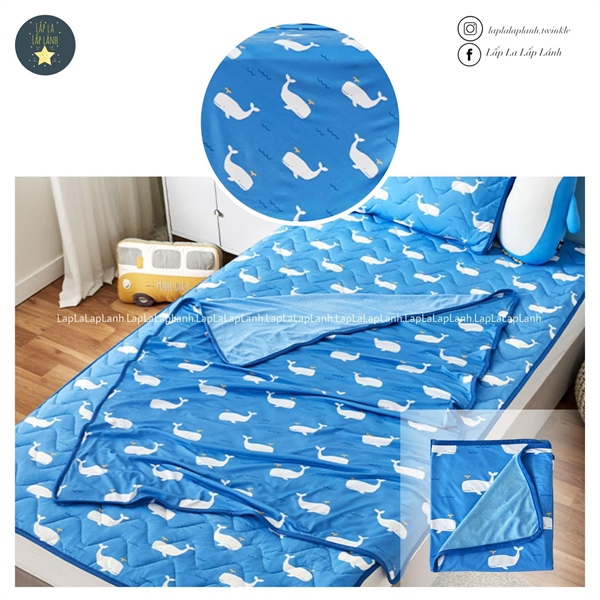 Modernhouse Chăn cooling không chần bông 100x140 Cá heo xanh