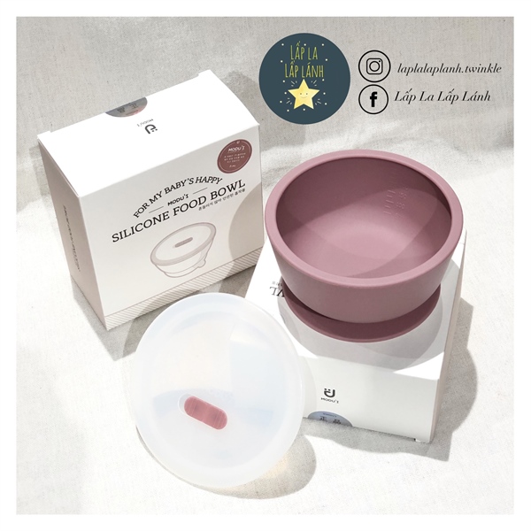 Modui Chén Silicone Có Nắp Hồng