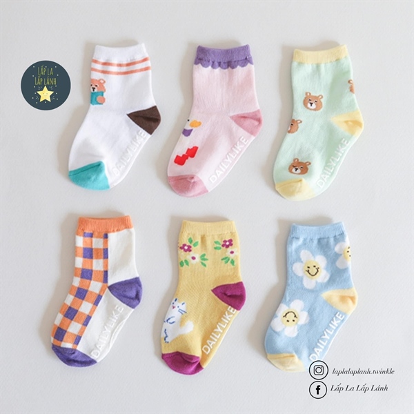 Dailylike Set 6 vớ hoa daisy xanh size S