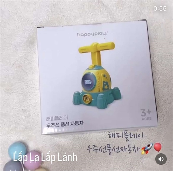 Happyplay Xe bơm bong bóng màu Xanh Blue