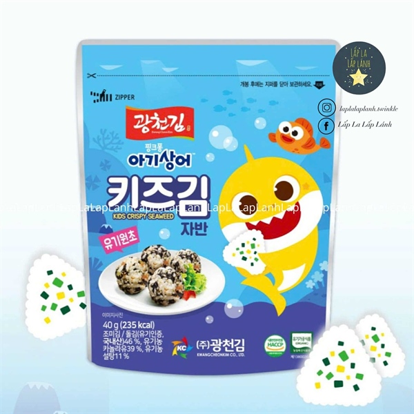 Kwangcheonkim Rong biển rắc cơm Babyshark dạng túi