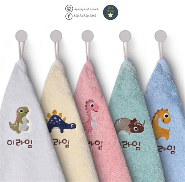 Limetowel Set khăn thêu tên Khủng long 5p