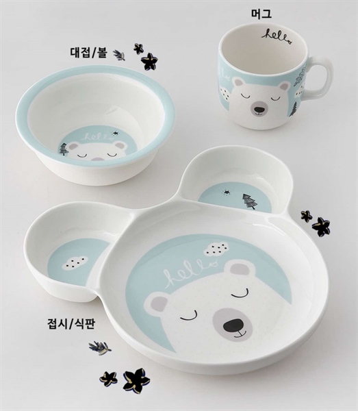 Zenhankook Set ăn 3p sứ Gấu xanh