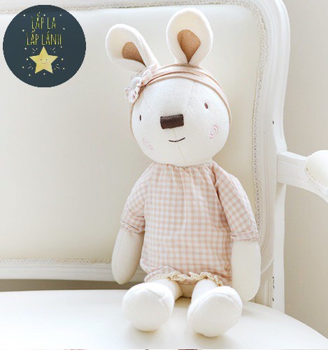 BlessNature Thú bông organic Thỏ váy caro 50cm