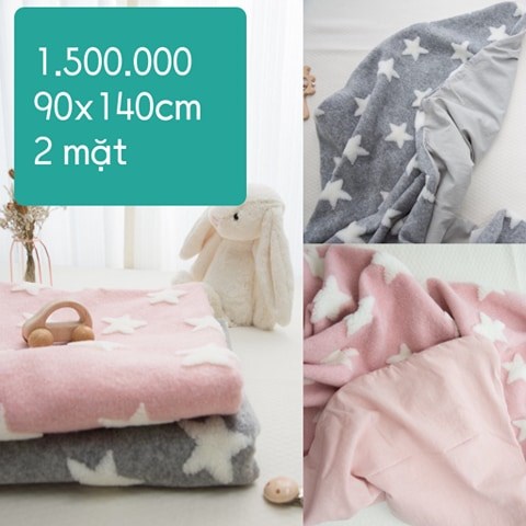 Naturestitch Chăn Lông 2 Mặt Họa Tiết Ngôi Sao Nền Xám 90x140cm