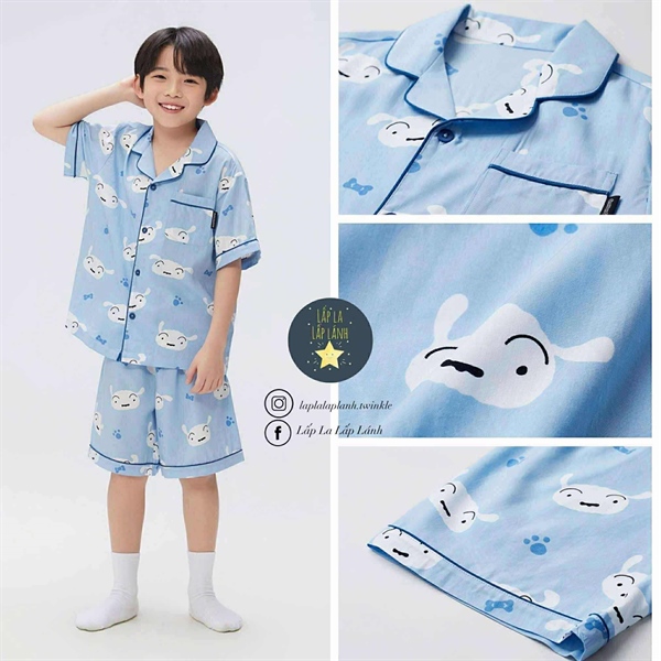 Spaokids Set pyjama Mongmally xanh ngắn tay cổ V size 120