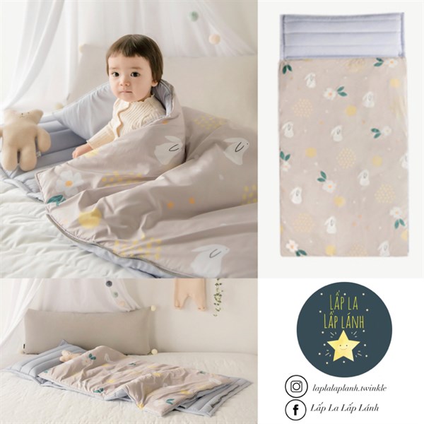 Juhodeco Set ngủ Thỏ trắng nền Nâu