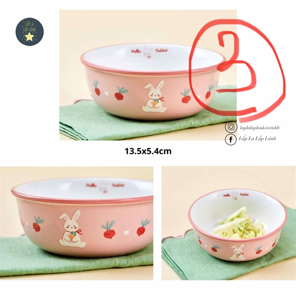 Modernhouse Chén sứ thỏ hồng size lớn 13.5x5.4
