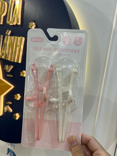 Edison Set 2 đũa tập gắp trắng hồng