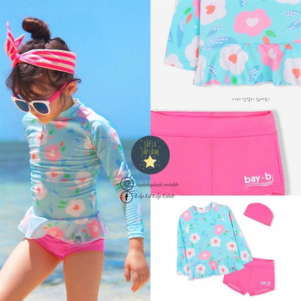 Bayb Set đồ bơi 3p mẫu Hoa xanh size XXL