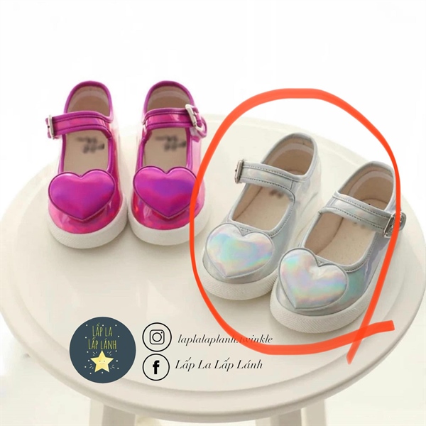 Petitshoes Giày trái tim bạc size 190