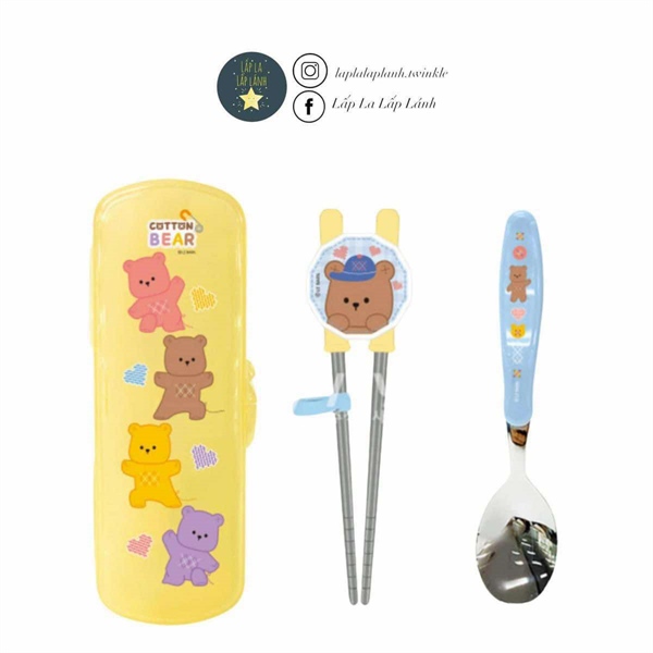 Dongyang Set muỗng đũa tập gắp kèm hộp đựng cotton bear
