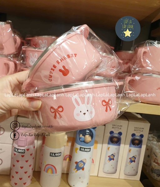 Modernhouse Chén inox Thỏ nơ đỏ size lớn