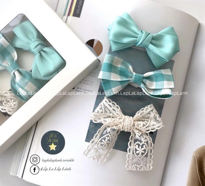 ReinaJ Set kẹp nơ xanh A26