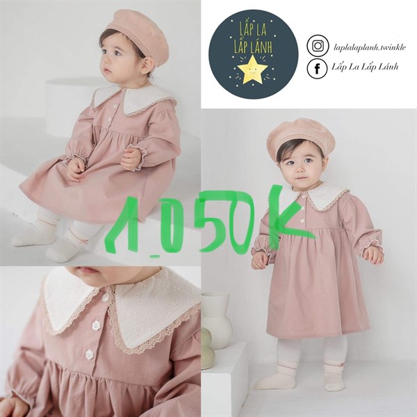 Happy Prince Đầm hồng cổ viền ven