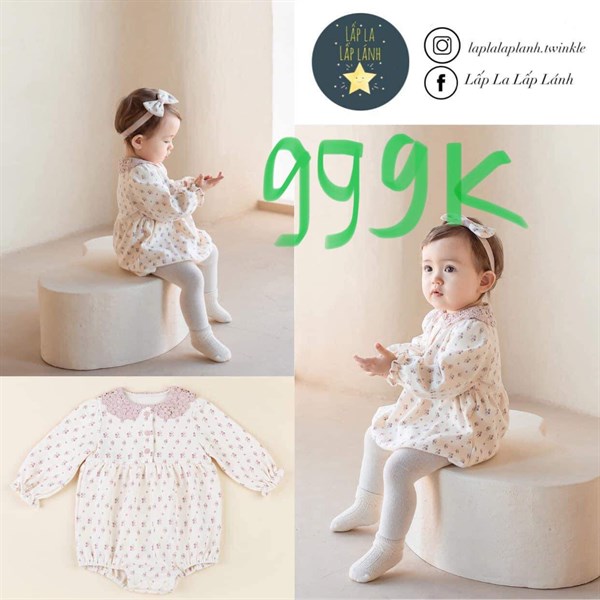 Happy Prince Romper hoa nhí tím cổ ren