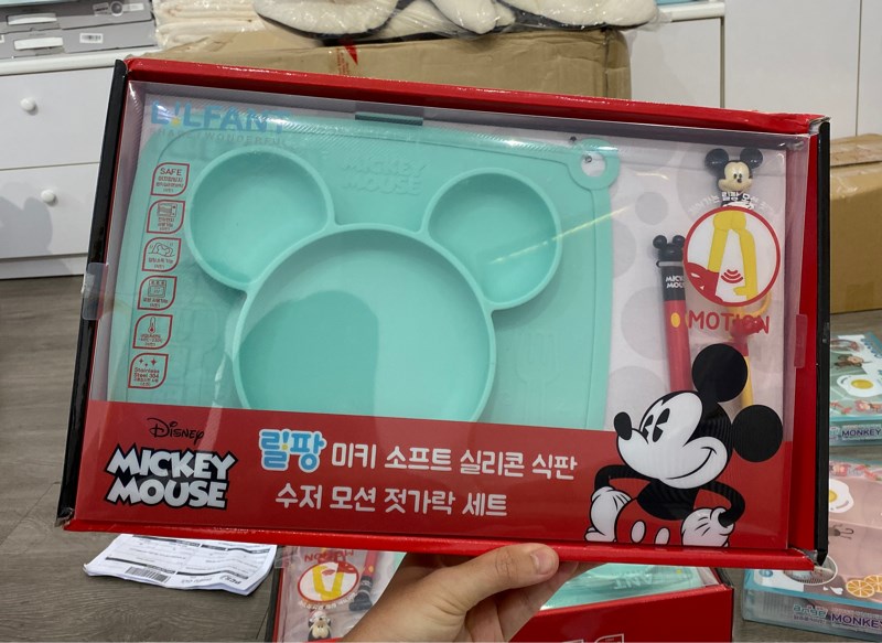 Lilfant Set khay muỗng đũa Mickey Xanh