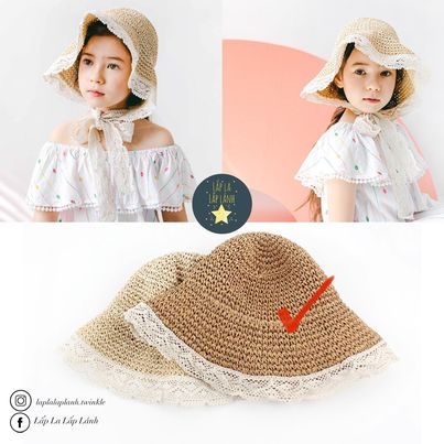 Chennybongbong Nón cói viền ren