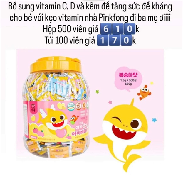 Pinkfong Set 100 viên kẹo vitamin