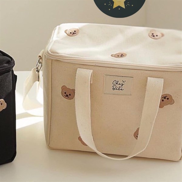 Chezbebe Túi giữ nhiệt Màu kem nhiều gấu