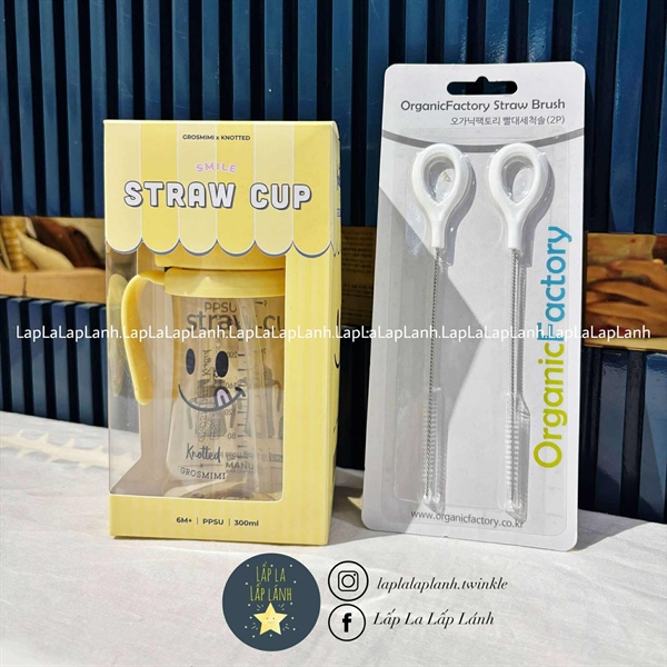 Grosmimi Bình nước mặt cười vàng 300ml