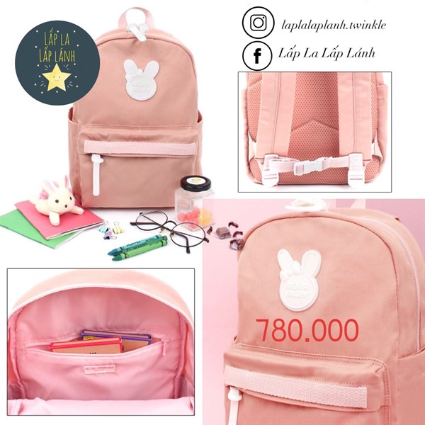 Winghouse Balo Logo thỏ trắng hồng đất