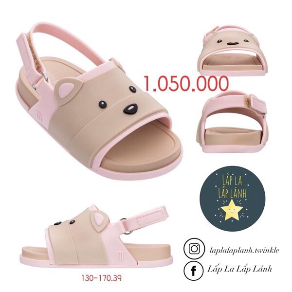 Minimelissa Sandals Gấu Nâu quai Hồng size 130