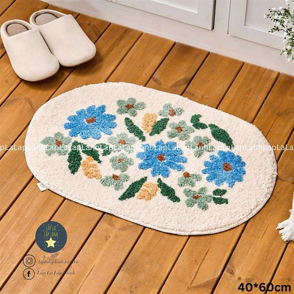 Modernhouse Thảm chân Hoa nền trắng