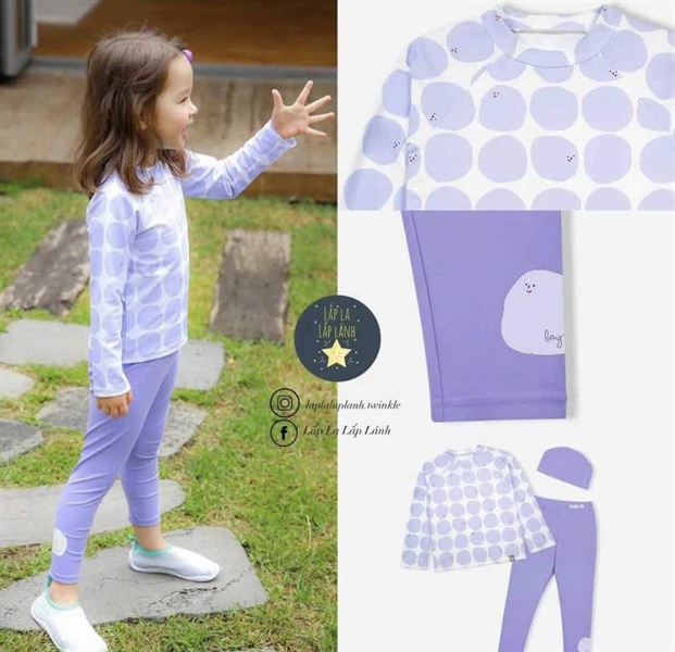 BayB Set đồ bơi 3p Chấm bi tím size M