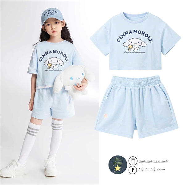 Spaokids Đồ bộ Cinnamoroll cotton ngắn tay size 130