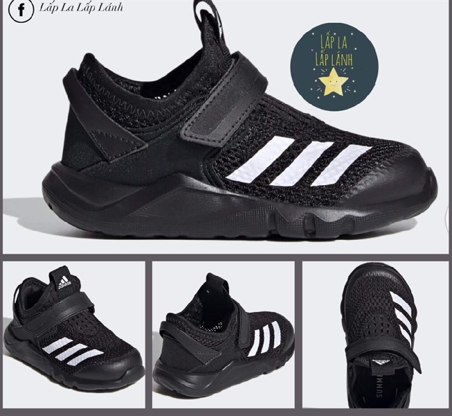 Adidas Giày đen 3 sọc bên trắng