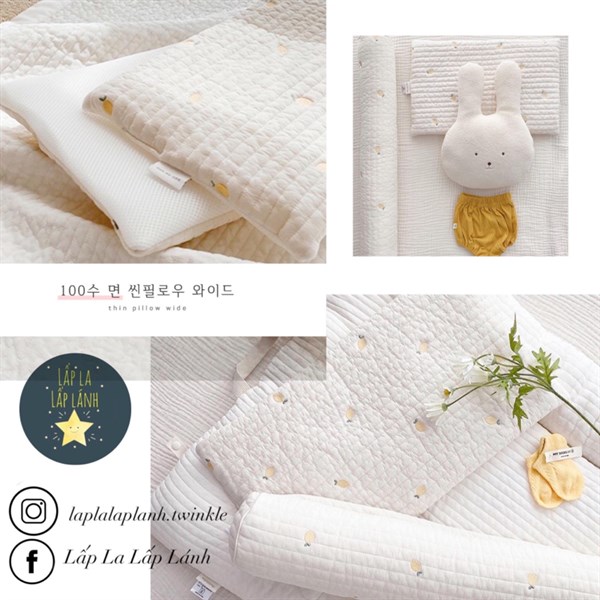 Dottodot Thin Pillow Chữ nhật họa tiết thêu Chanh vàng