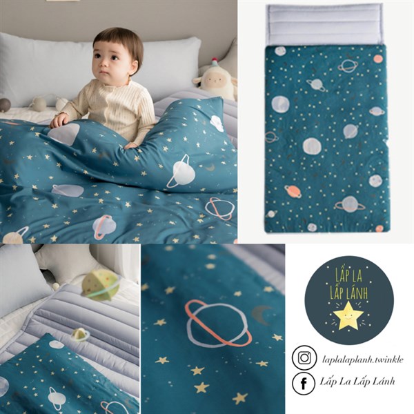 Juhodeco Set ngủ Planets Xanh