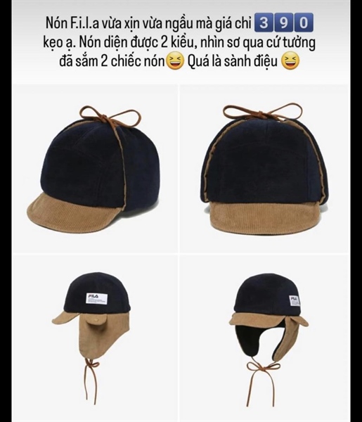 Fila Nón nỉ đen size 52