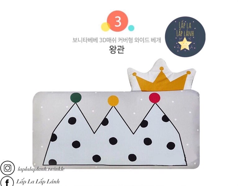 Bonitabebe Vỏ gối 3D mesh Vương miện xám