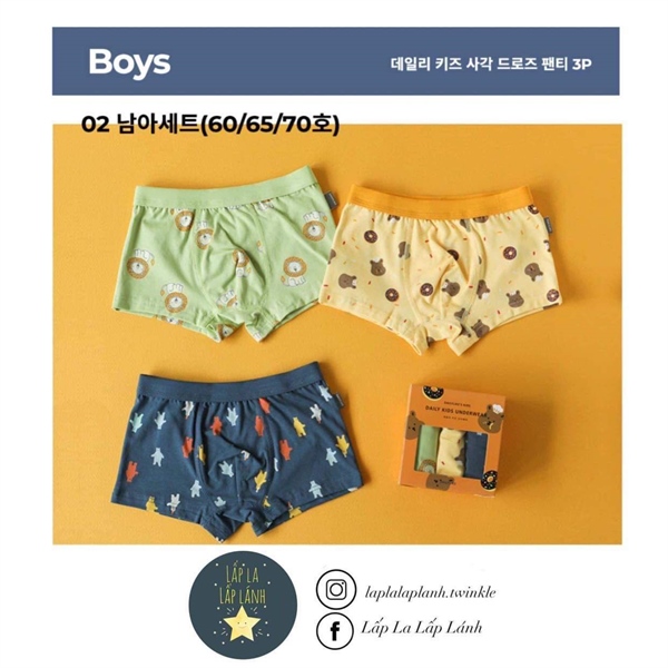 Dailylike Set quần chip Boy 2 size 75 8-9y