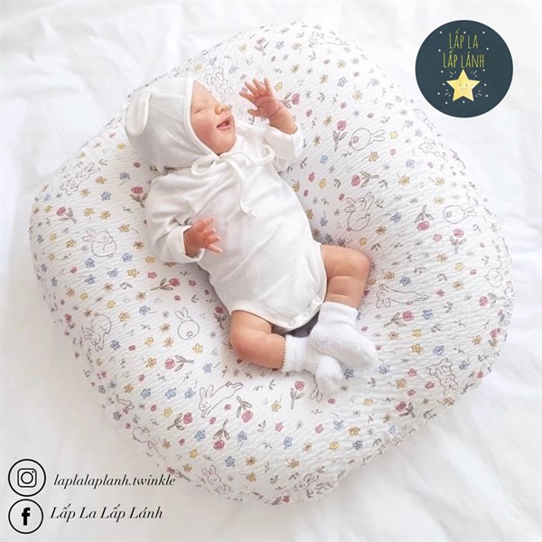 Rototobebe Vỏ gối chống trào Thỏ trắng cotton xốp