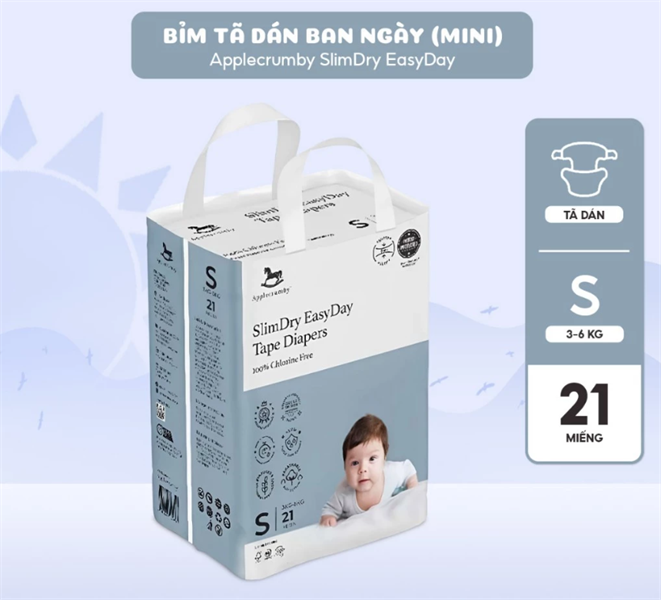 Applecrumby Bỉm ngày Slimdry Mini quần size S
