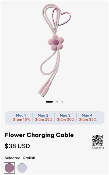 Casetify PowerThru USB-C to USB-C Flower Cable - Radish