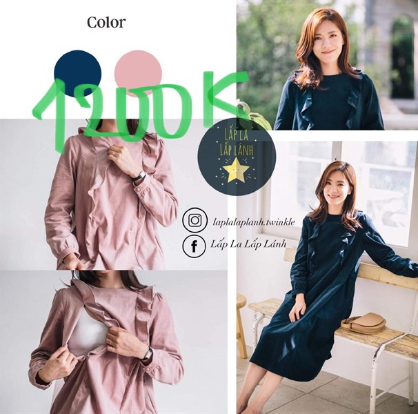 Konny Đầm bỉm sữa phối bèo Xanh navy