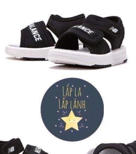 NewBalance Sandals Đen quai dán bản to, nền Trắng size 150