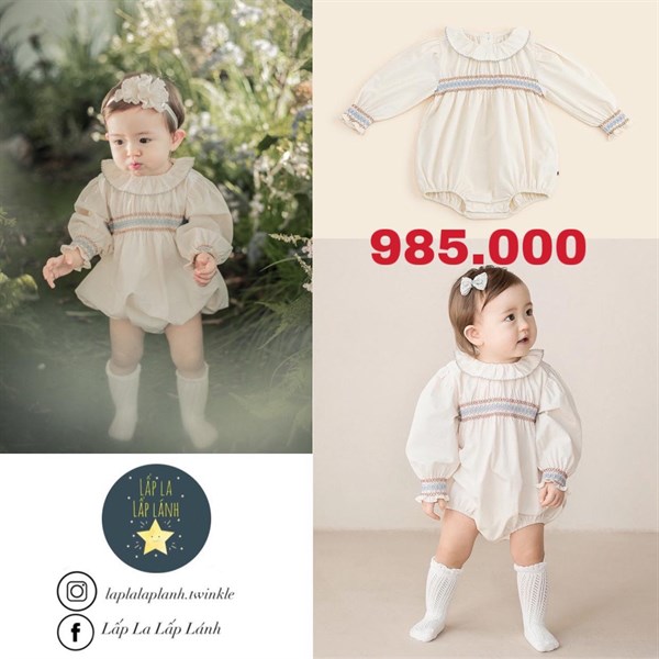 Happy Prince Romper Trắng viền nâu xanh