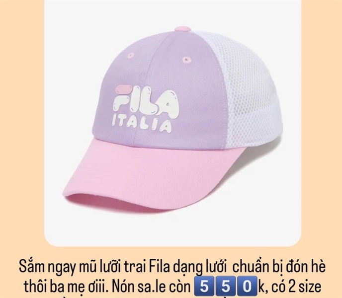 Fila Nón tím FK3CPE5304X EPK size 54