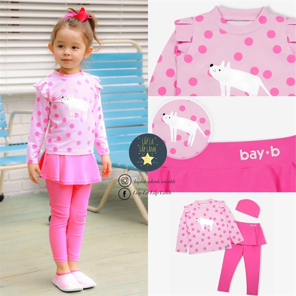 Bayb Set đồ bơi chấm bi hồng size M 3p