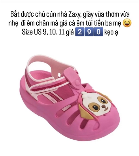 Zaxy Sandal 986504 Grendene cún hồng size 150