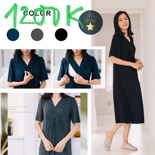 Konny Đầm bỉm sữa đan chéo Xám đậm