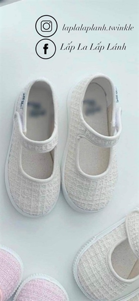Petitshoes Giày trắng vải tweed size 170