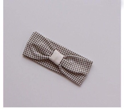 Peekaboo Turban nơ Kẻ Ô Xám Freesize