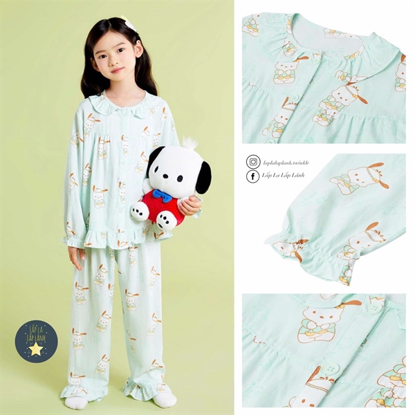 Spaokids Set pyjama Pochacco dài tay cổ bèo size 110